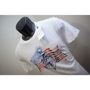 35385 New Mens Nautica Blue Sail USA Flag Short Sleeve White Tee Shirt XS XSMALL